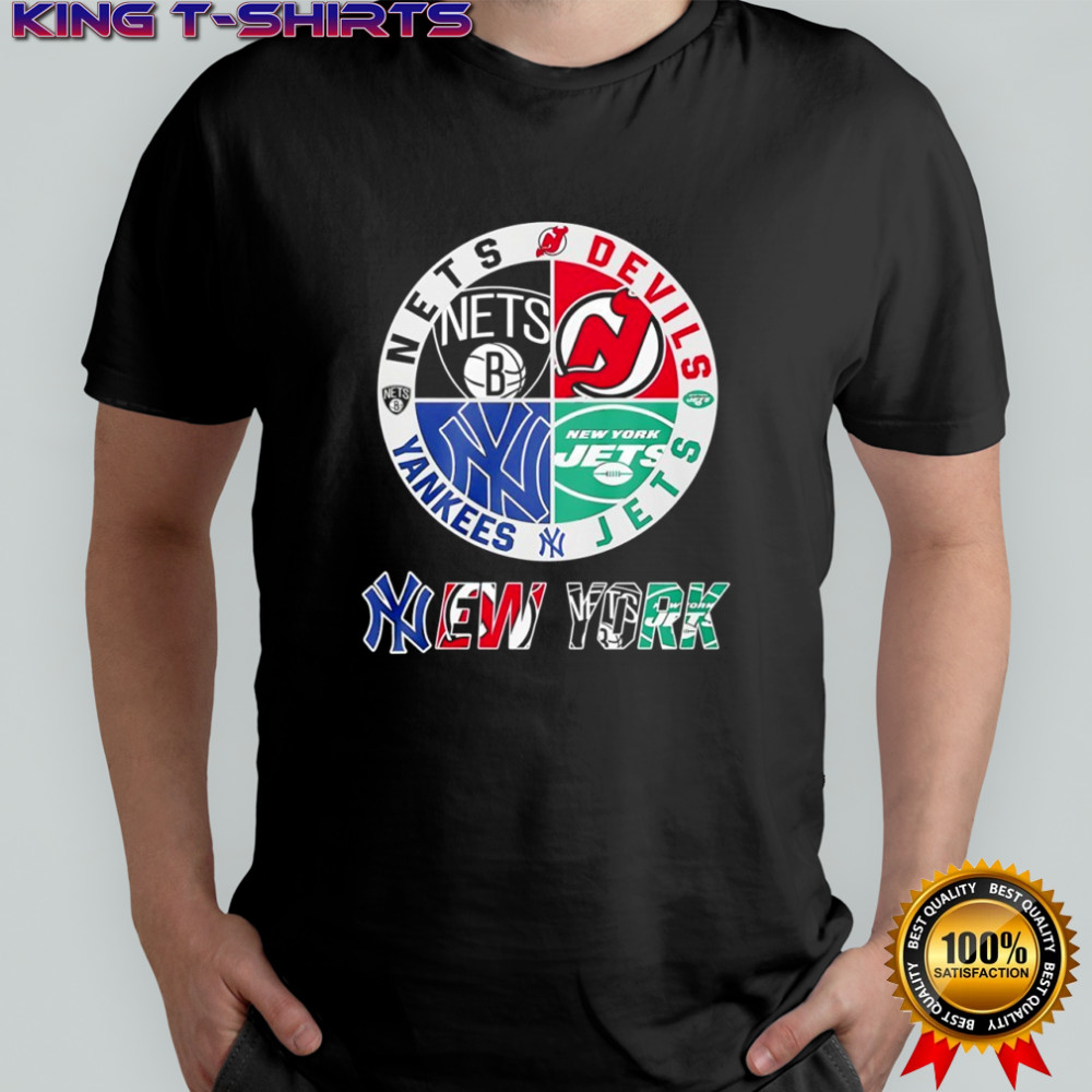 New York Nets New York Jersey Devils New York Mets New York Jets mashup logo shirt