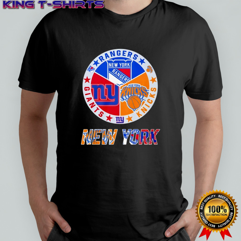 New York Rangers New York Giants New York Knicks mashup logo shirt