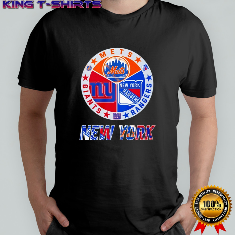 New York Rangers New York Mets New York Giants mashup logo shirt