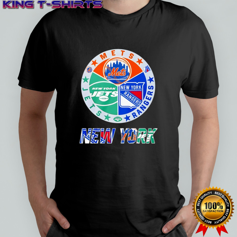 New York Rangers New York Mets New York Jets mashup logo shirt