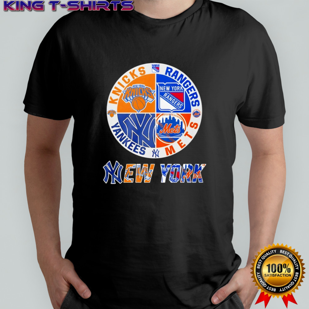 New York Yankees New York Knicks New York Rangers New York New York Mets mashup logo shirt