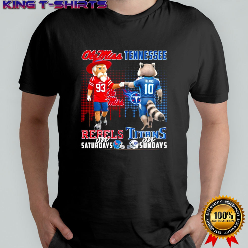 Ole Miss Rebels on Saturdays x Tennessee Titans on sundays Mascot shirt