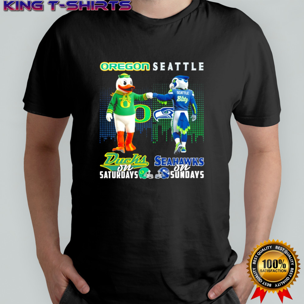 Oregon Ducks backs on Saturdays x Seattle Seahawks on Sundays Mascot shirt