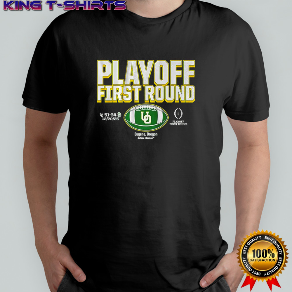 Oregon Ducks NCAA 2025 CFP First round winner Eugene logo shirt