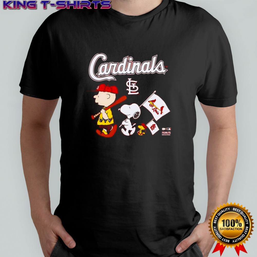 Peanuts Chracters Flag with St. Louis Cardinals Red shirt