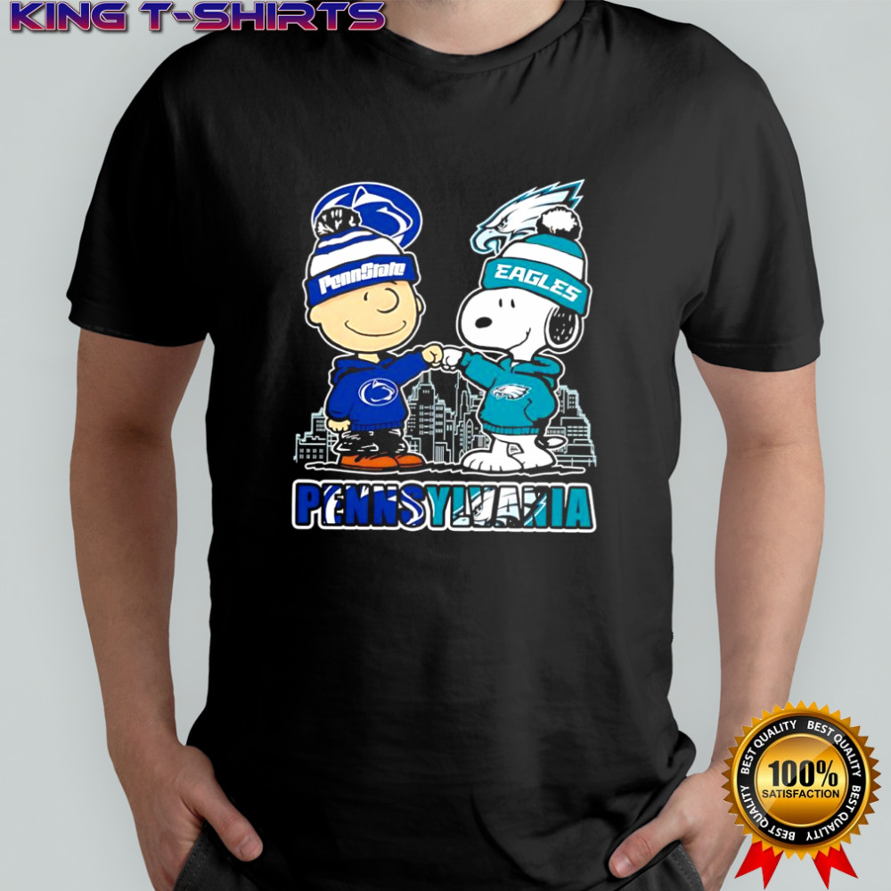 Pennsylvania Charlie Brown & Snoopy with Penn State & Philadelphia Eagles logo shirt