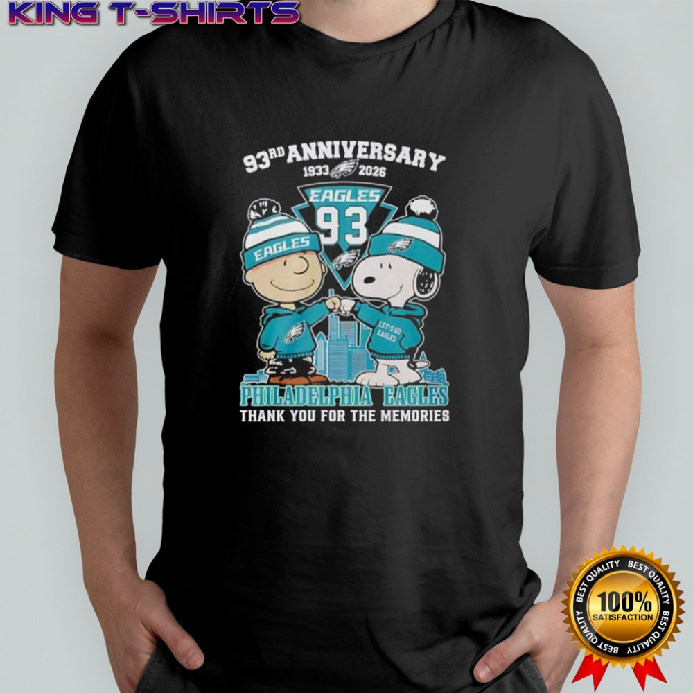 Philadelphia Eagles Outfit With Snoopy And Charlie Brown 93rd Anniversary 1933 2026 T-Shirt