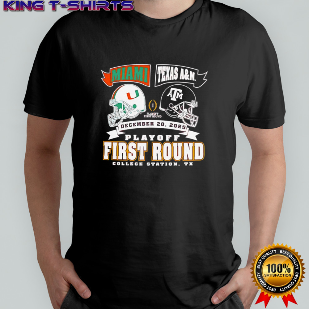 Playoff First Round game Miami Hurricanes vs Texas A&M Aggies December 20th 2025 shirt