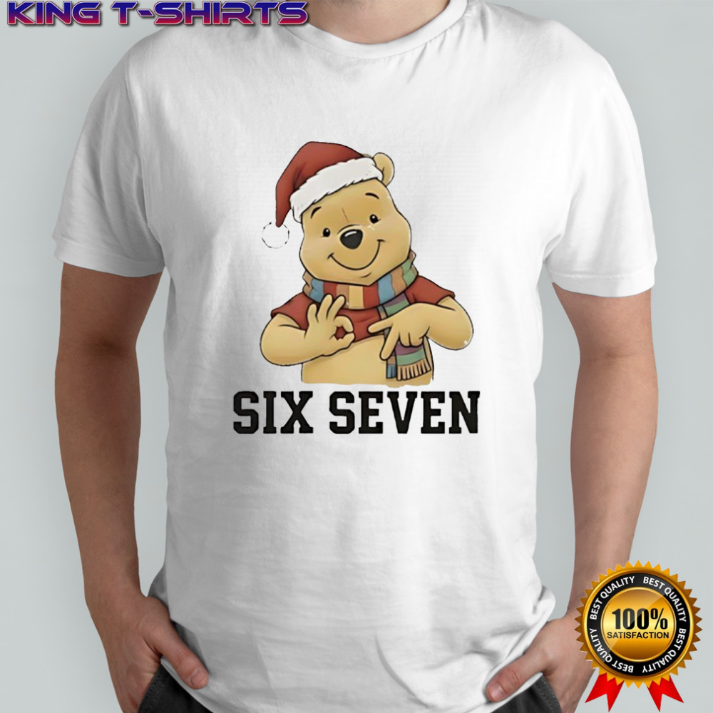Pooh Santa hat Six Seven graphic shirt