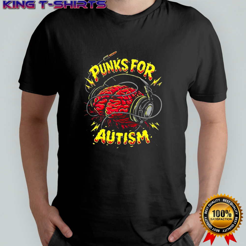 Punks for Autism brain headphones graphic shirt