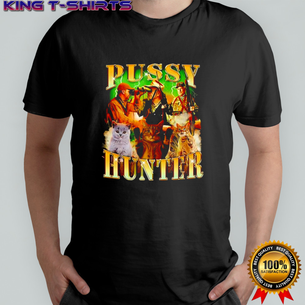 Pussy Hunter cat & hunter imagery graphic shirt