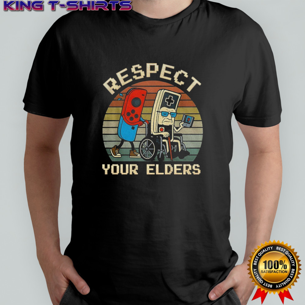 Respect your elders gaming funny gamer controller 80s shirt