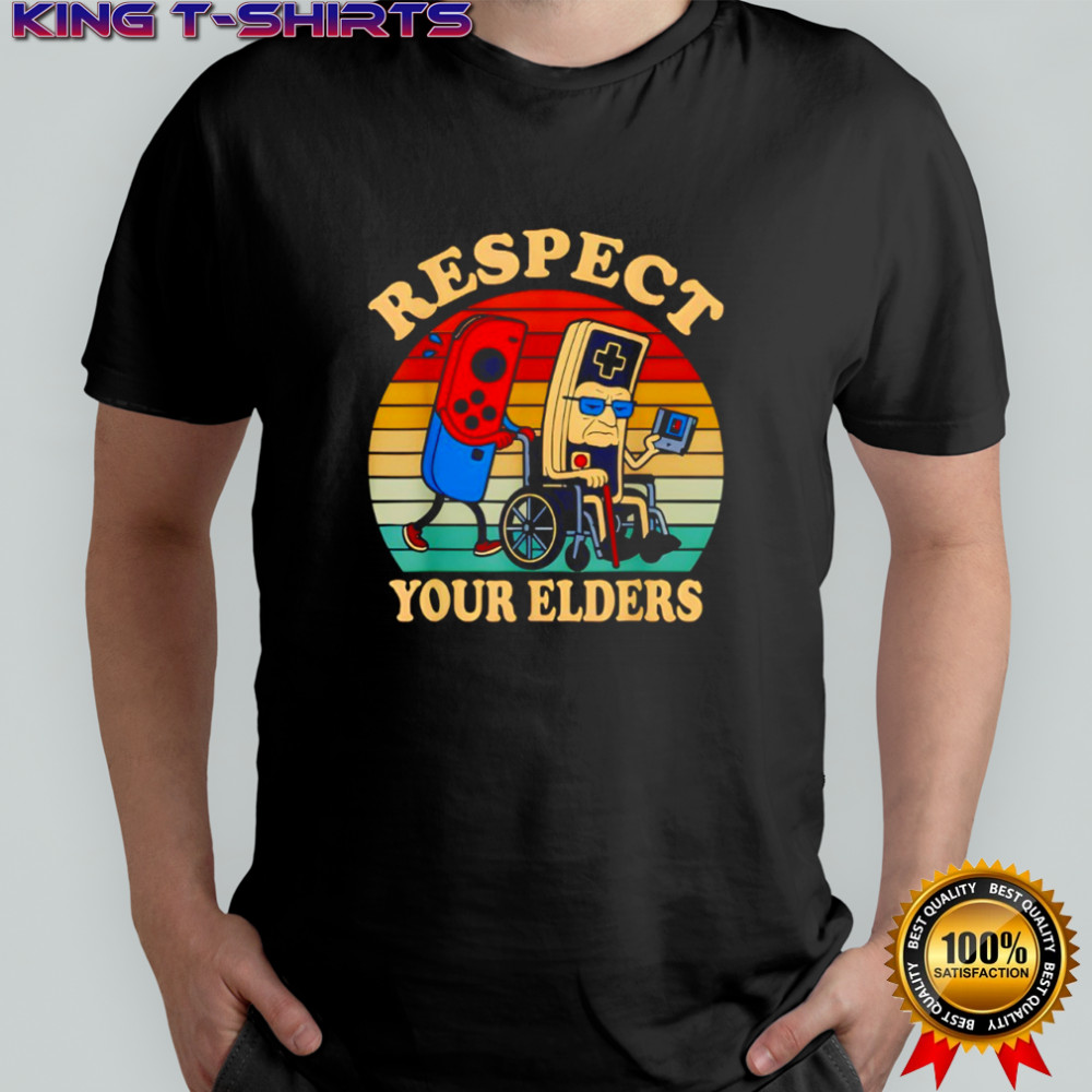 Respect Your Elders Retro Gaming Funny Controller 80s shirt