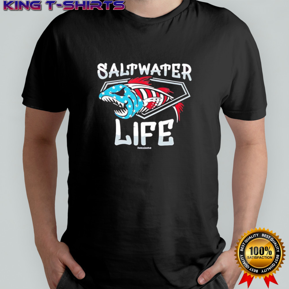 Saltwater Water Life American flag fish graphic shirt