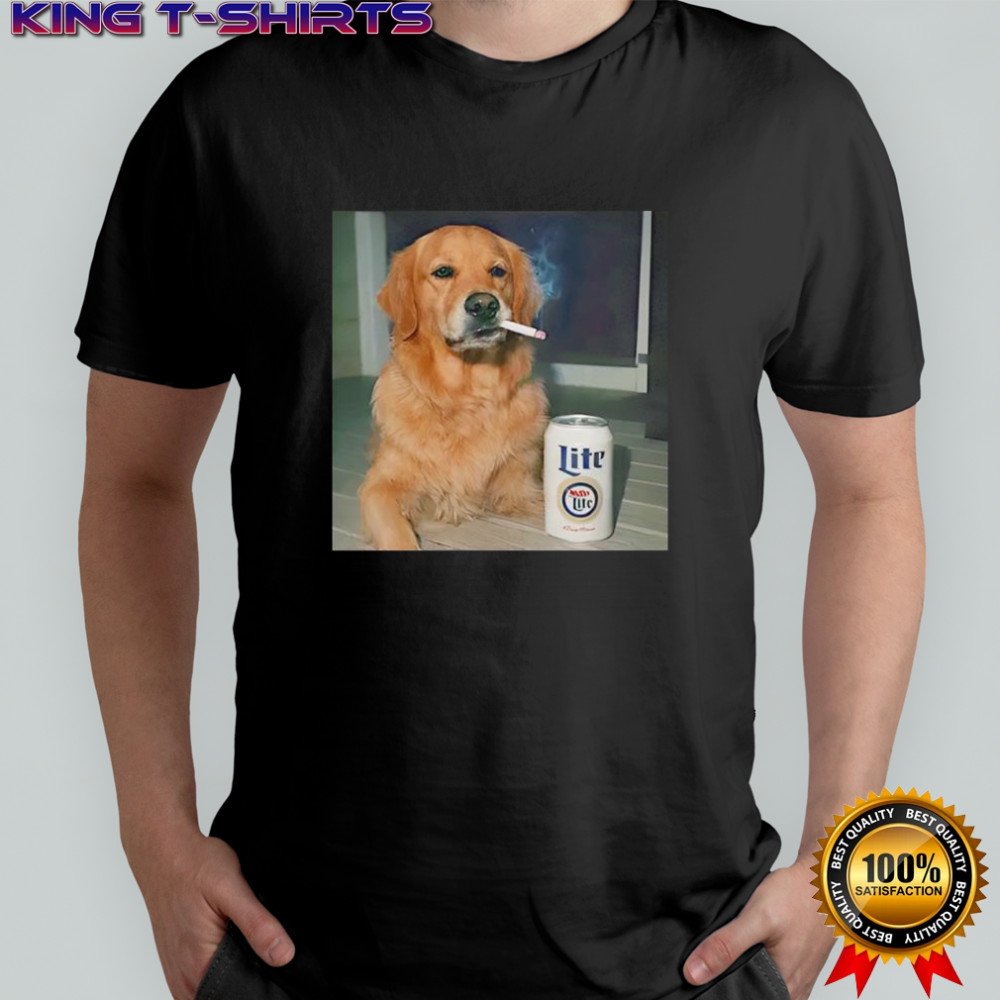 Smoking Golden Retriever Funny Dog Meme Shirt