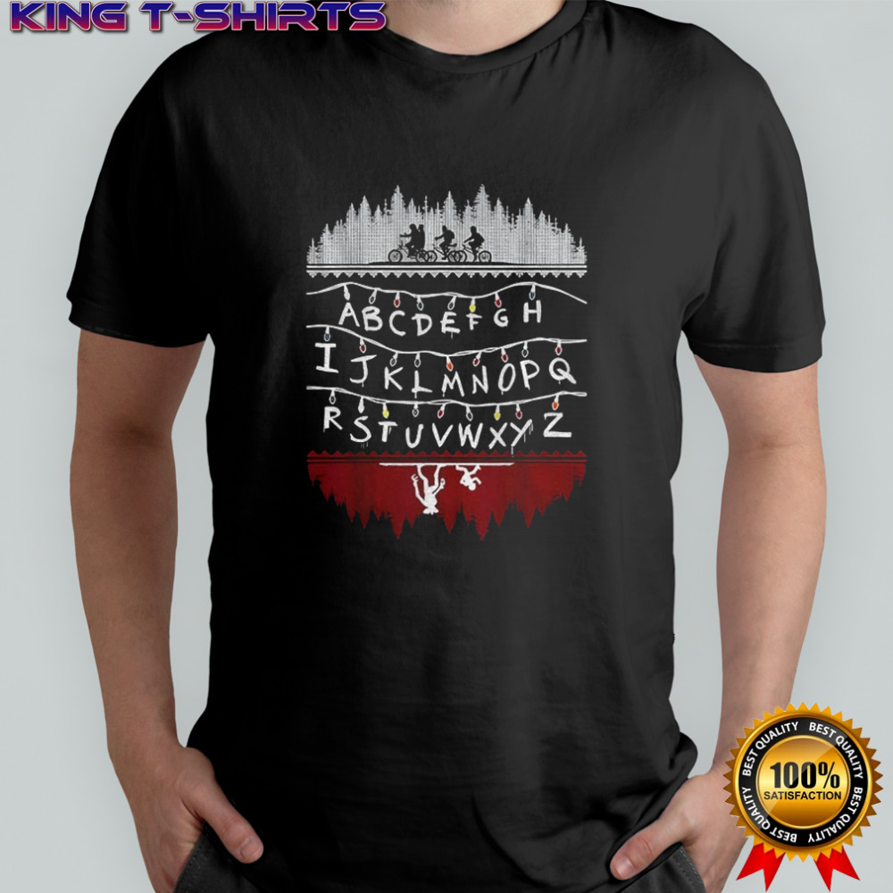 Stranger Things Alphabet Lights ABCDEFGH Merry Christmas shirt