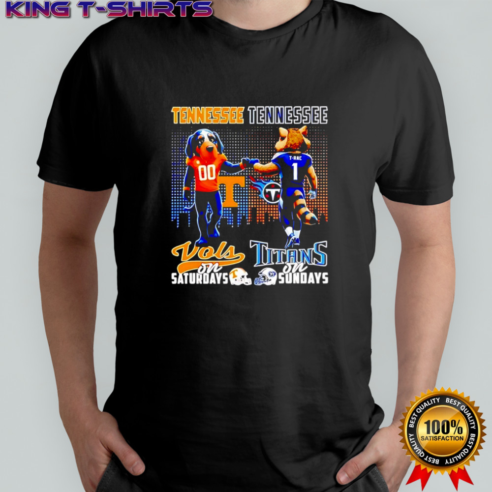 Tennessee Volunteers on Saturdays vs Tennessee Titans on sundays mascot skyline shirt