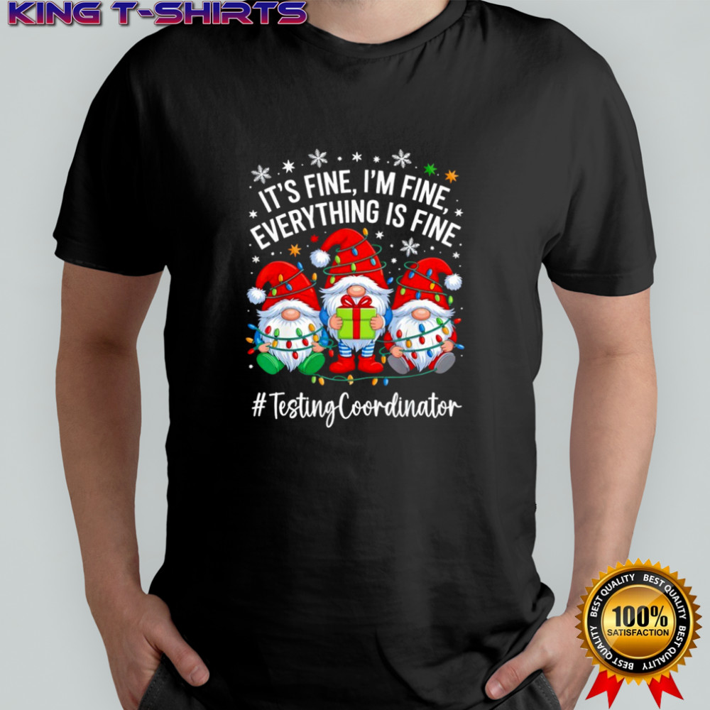 Testing Coordinator Gnome Everything is Fine Funny Christmas shirt