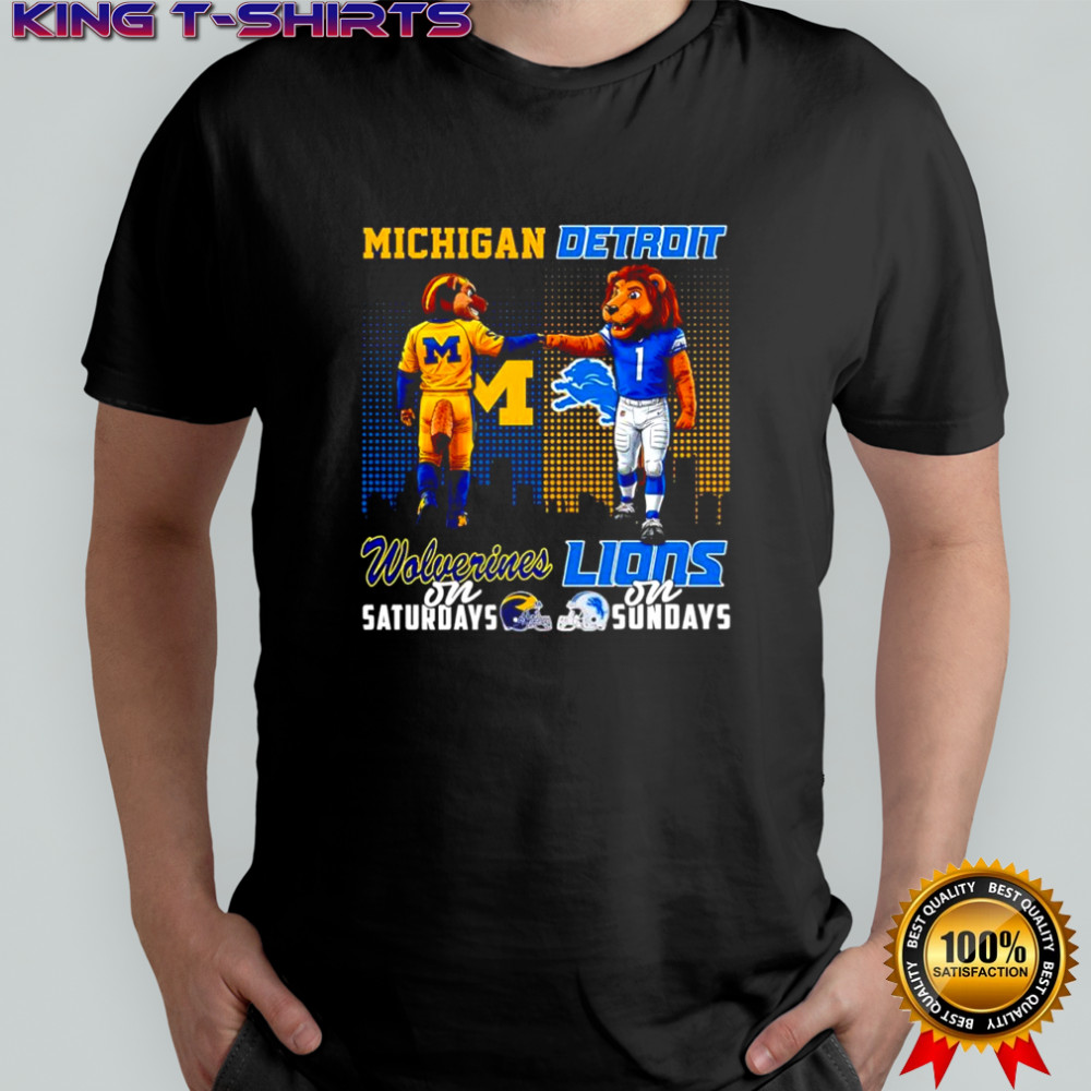 The Michigan Wolverines on Saturdays and Detroit Lions on Sundays mascots college shirt