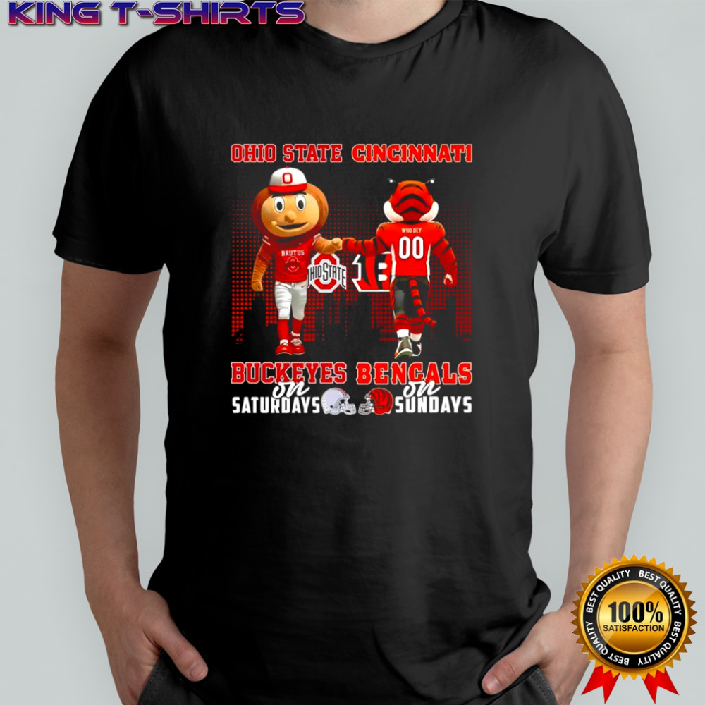 The Ohio State Buckeyes on Saturday and Cincinnati Bengals on Sundays mascots college shirt