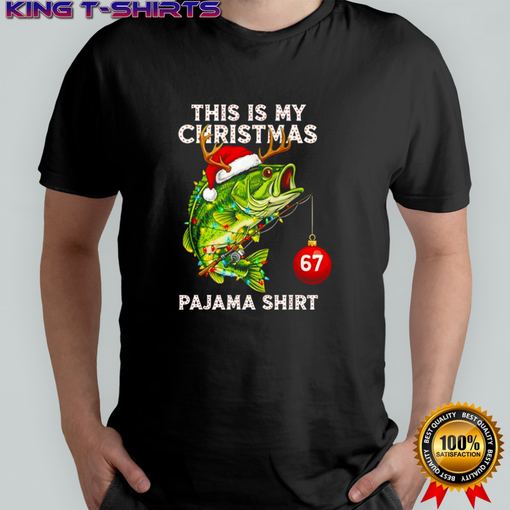 This is My Christmas Pajama Bass Fish Santa Hat shirt