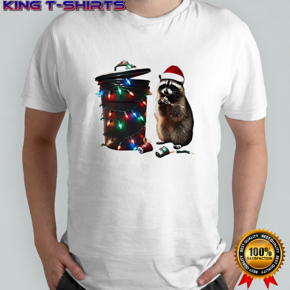 Trashy Christmas Raccoon Trash lights graphic shirt
