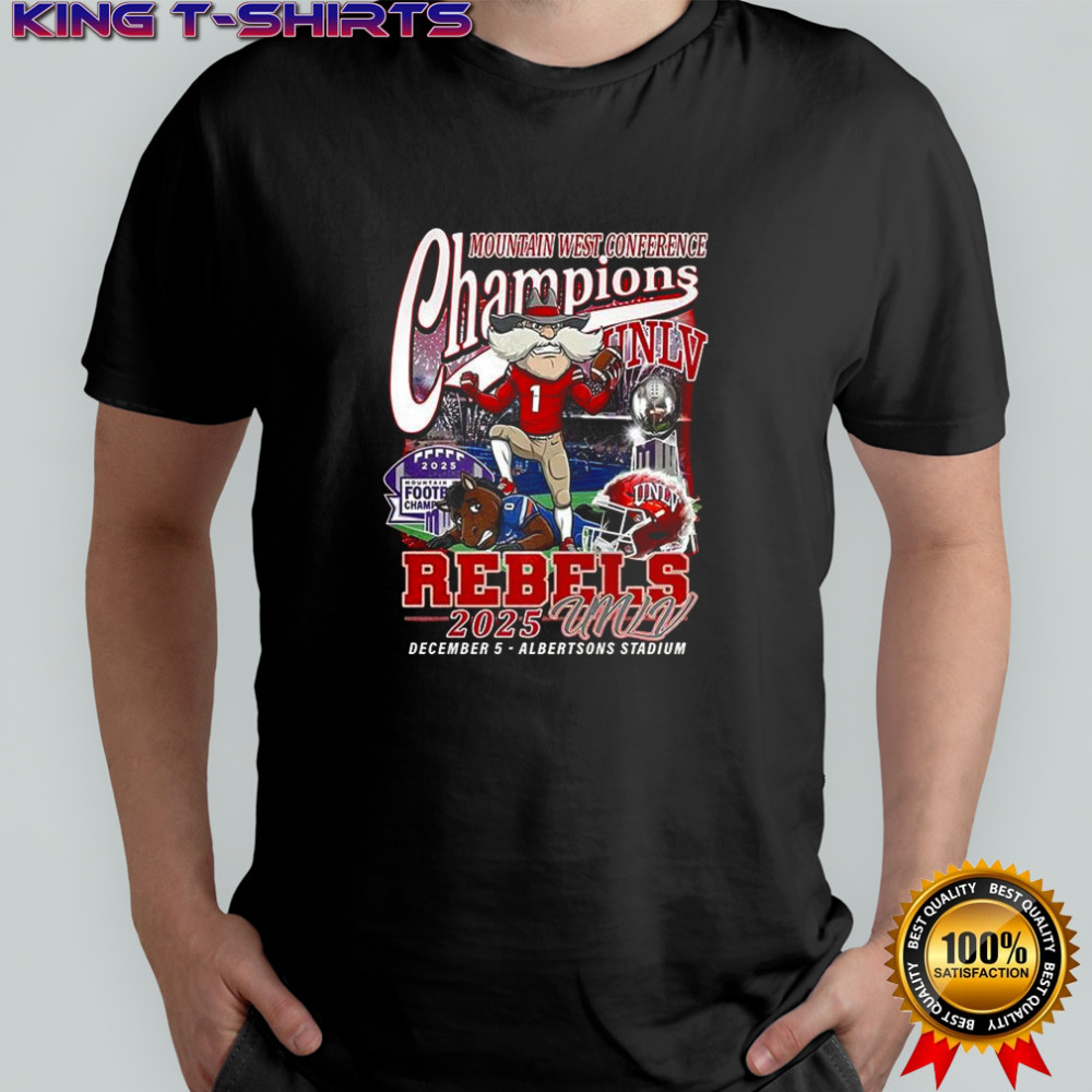 UNLV Rebels Mountain West Conference Champions 2025 Albertsons stadium mascot shirt