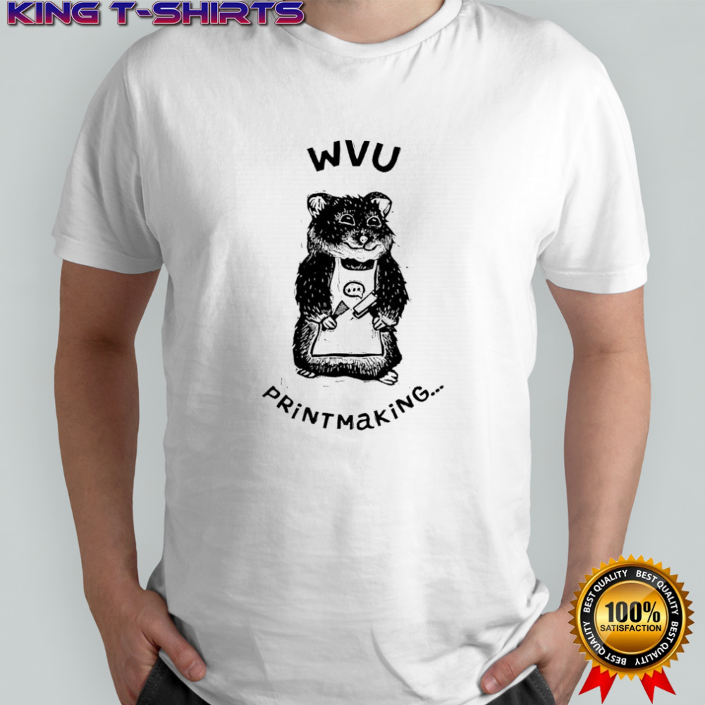 West Virginia University WVU Engraved Hamster Chef printmaking shirt
