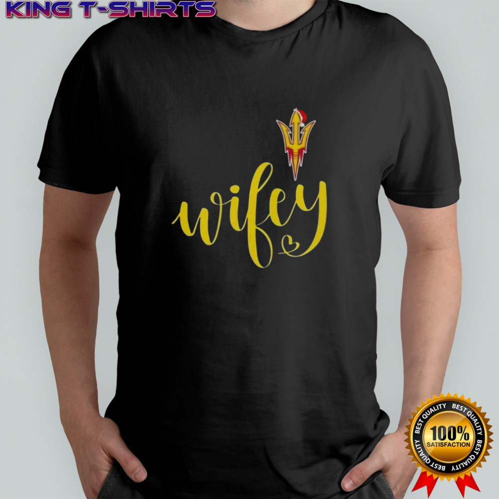 Wifey Arizona State Sun Devils Santa Hat Merry Christmas T-Shirt