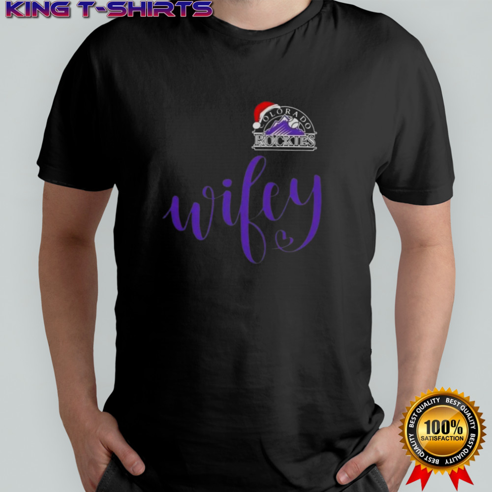 Wifey Colorado Rockies Santa Hat Merry Christmas T-Shirt