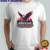 World Cup USA 2026 Bald Eagle soccer United We Soar city skyline football field shirt