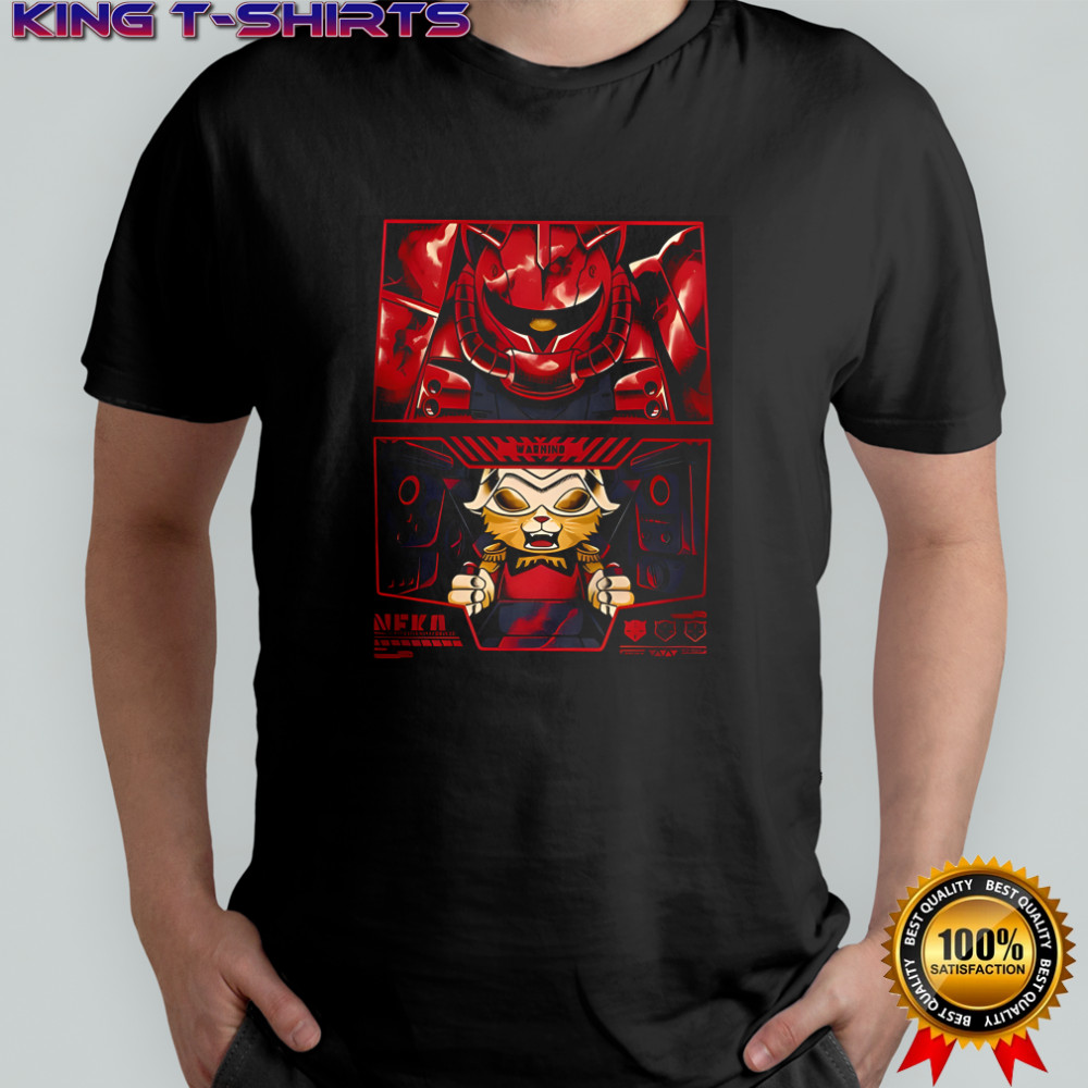 Cat Aznable Zaku II and Char Aznable Gundam anime shirt