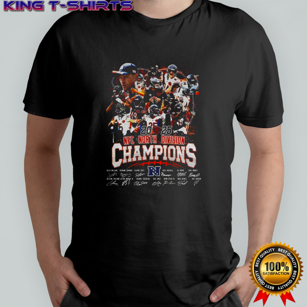 Chicago Bears Football 2025 NFC North Champions signatures shirt