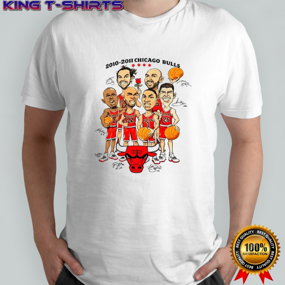 Chicago Bulls NBA 2010-2011 player caricature signature shirt