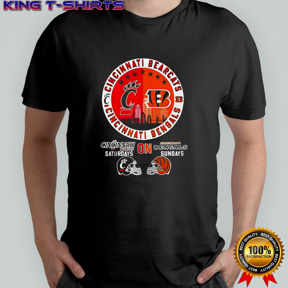 Cincinnati Bearcats on saturdays and Cincinnati Bengals on sundays logo mashup helmet shirt