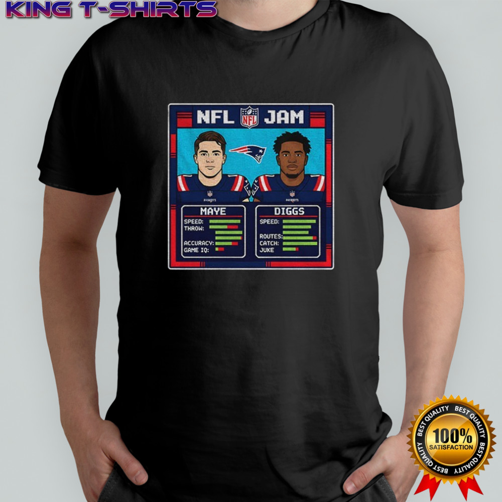 Drake Maye and Stefon Diggs New England Patriots Football cartoon 2025 shirt