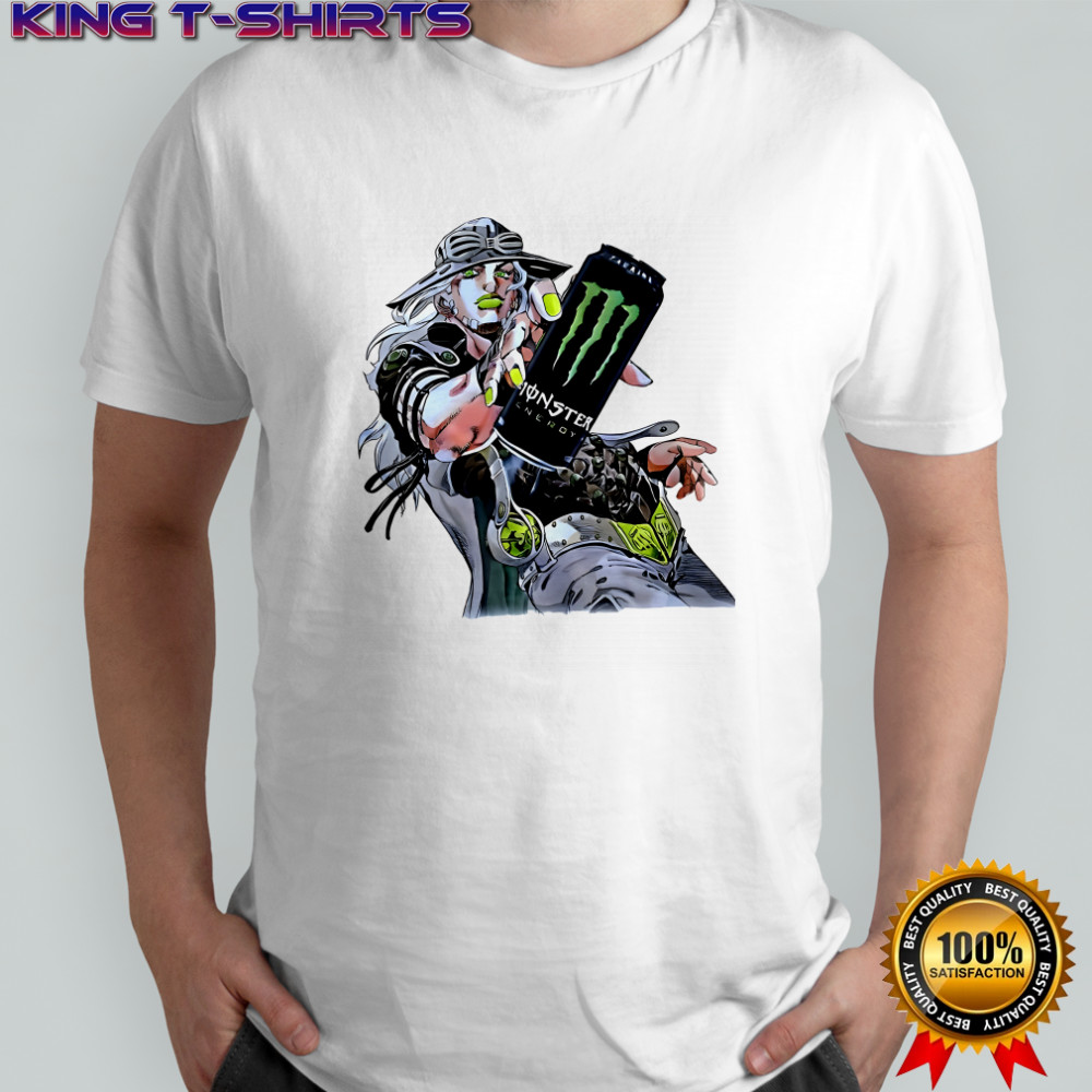 Gyro Zeppeli JoJo’s Bizarre Adventure Monster Energy drink parody shirt