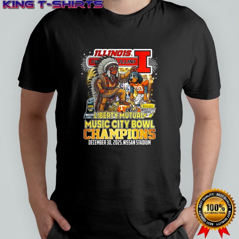 Illinois Fighting Illini beat Tennessee Volunteers NCAA Liberty Music City Bowl Champions 2025 mascot shirt
