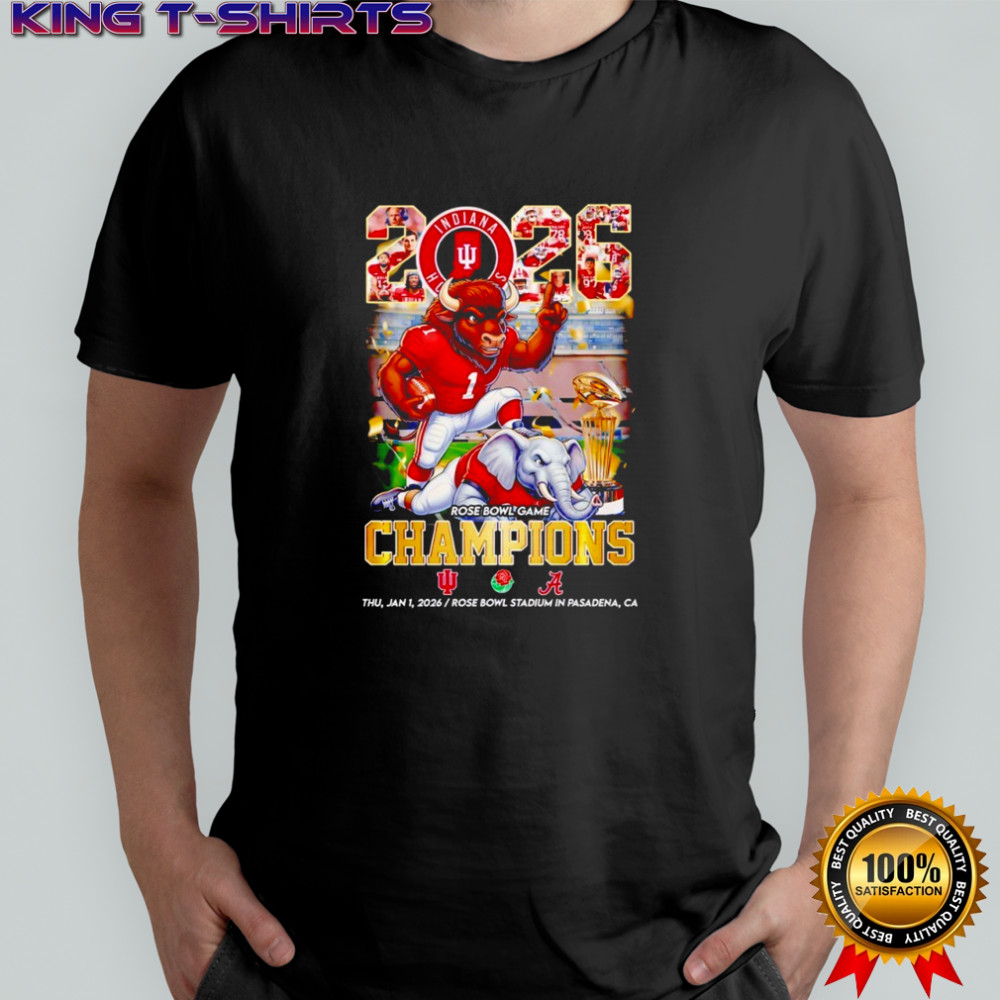Indiana Hoosiers x Alabama Crimson Tide 2026 Rose Bowl Game Champions Mascot shirt