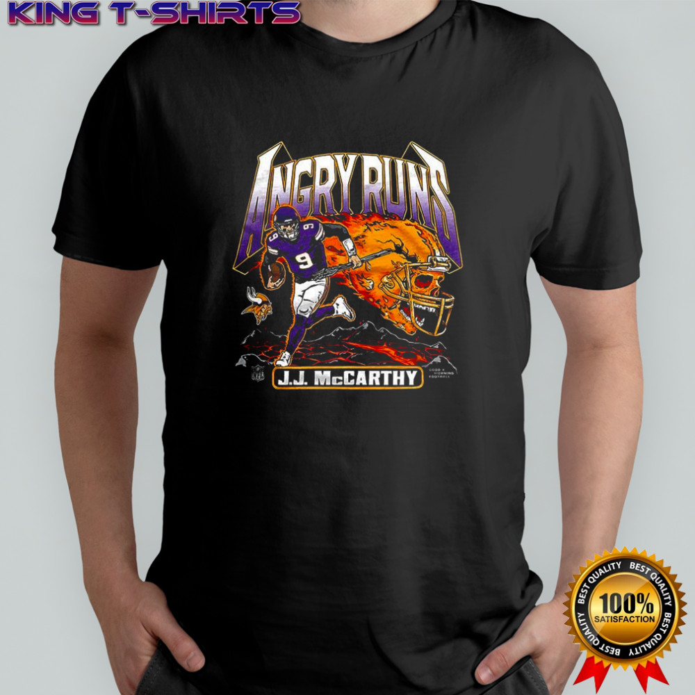 J.J. McCarthy Minnesota Vikings NFL angry runs skull burning shirt
