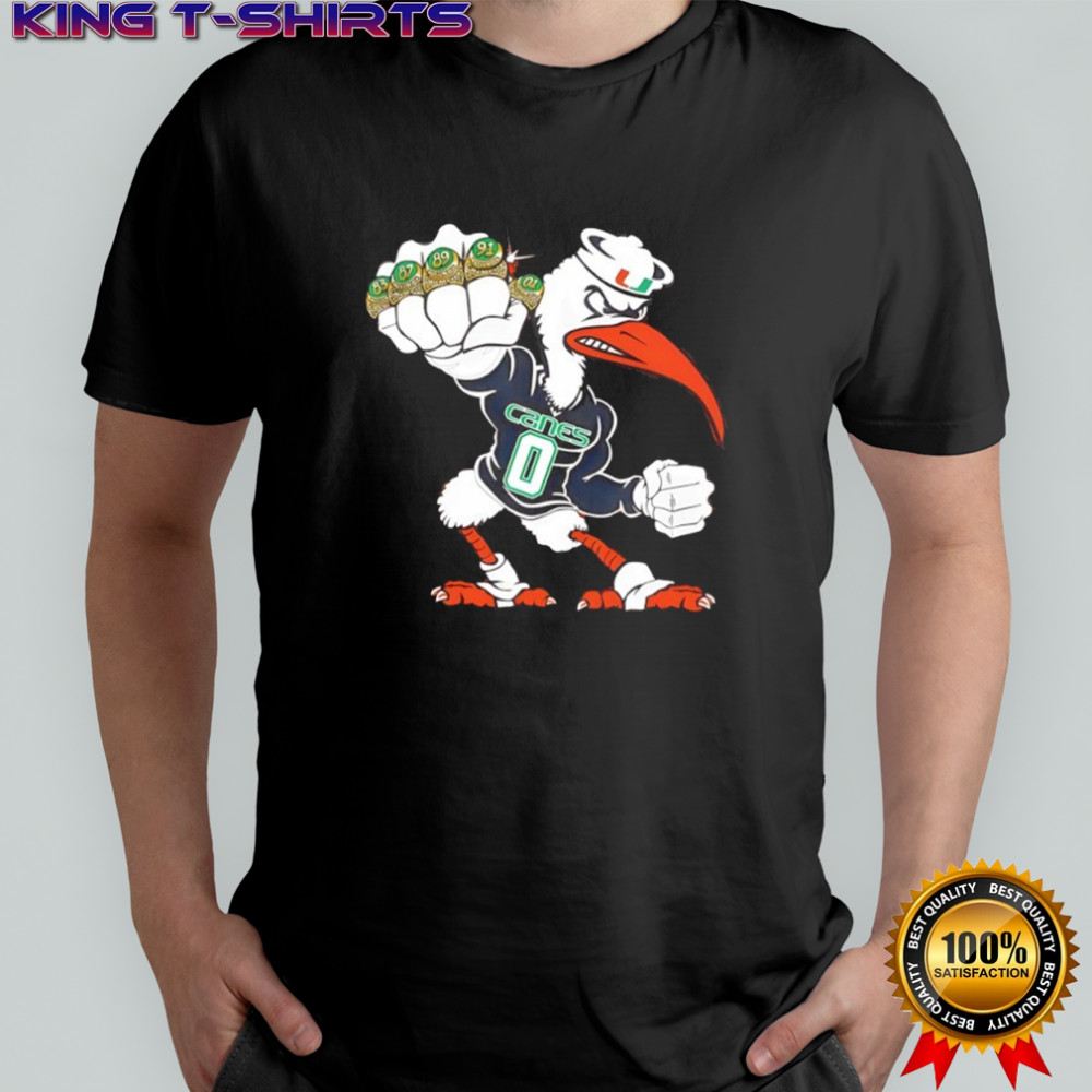 Miami Hurricanes 5 Rings Pow Mascot Shirt