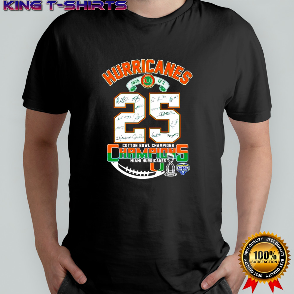 Miami Hurricanes NCAA CFP Cotton Bowl Champions 2025 signature shirt