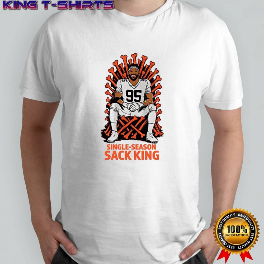 Myles Garrett Cleveland Browns NFL Single-season sack King bone throne shirt