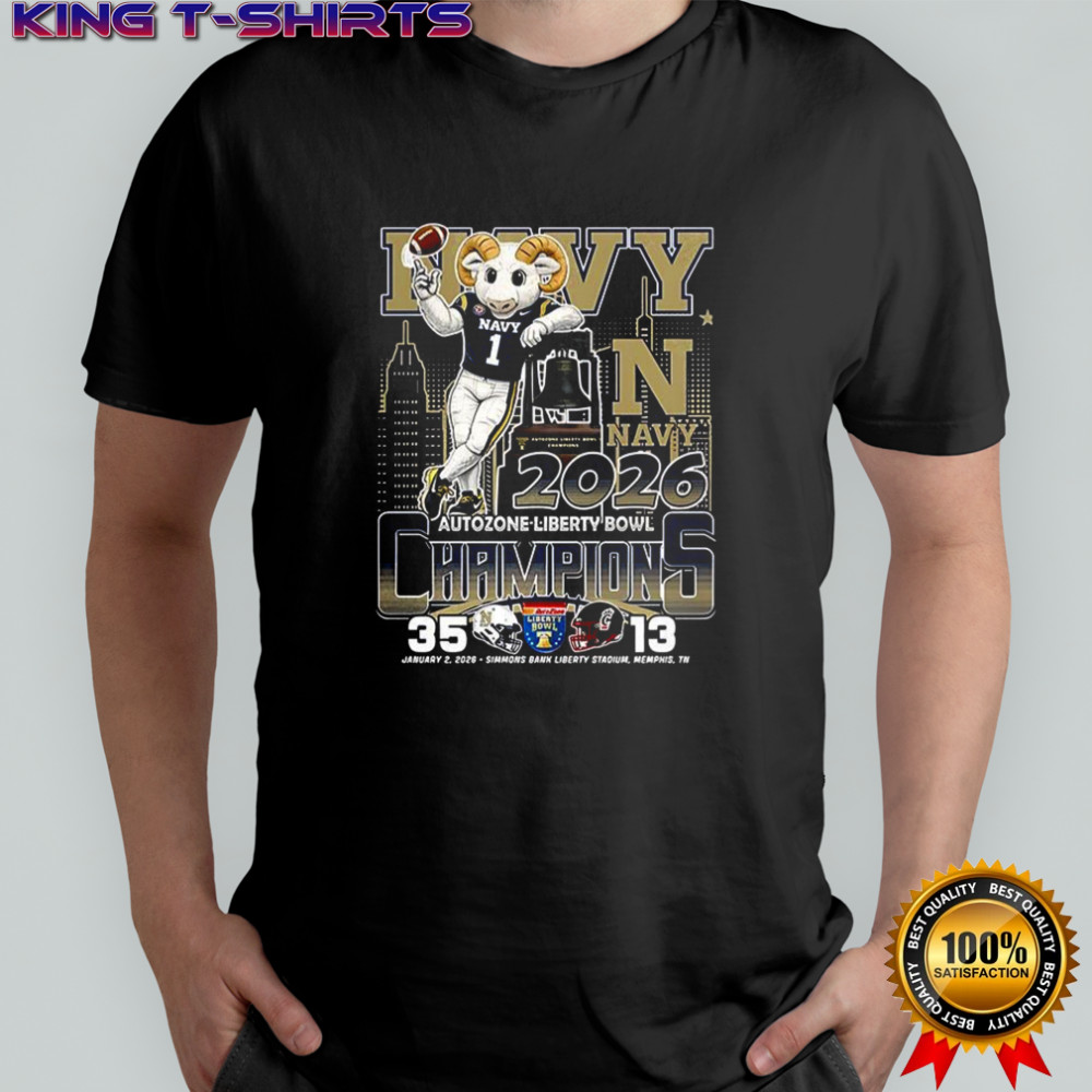 Navy Midshipmen NCAA AutoZone Liberty Bowl 2026 Simmons Bank Liberty stadium mascot shirt