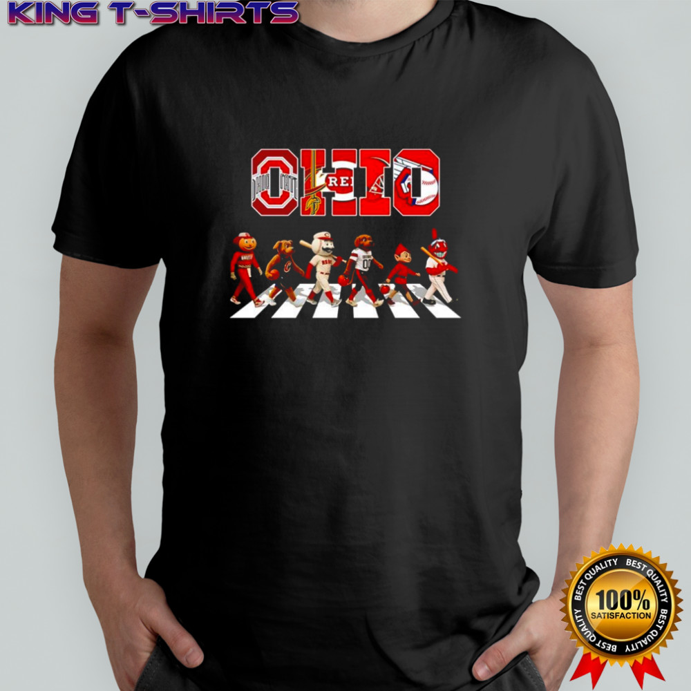 Ohio sports teams mascots walking across Abbey Road shirt