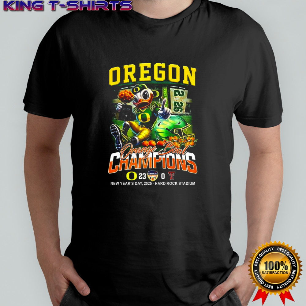 Oregon Ducks NCAA Football Capital One Orange Bowl Champions 2026 winner mascot shirt