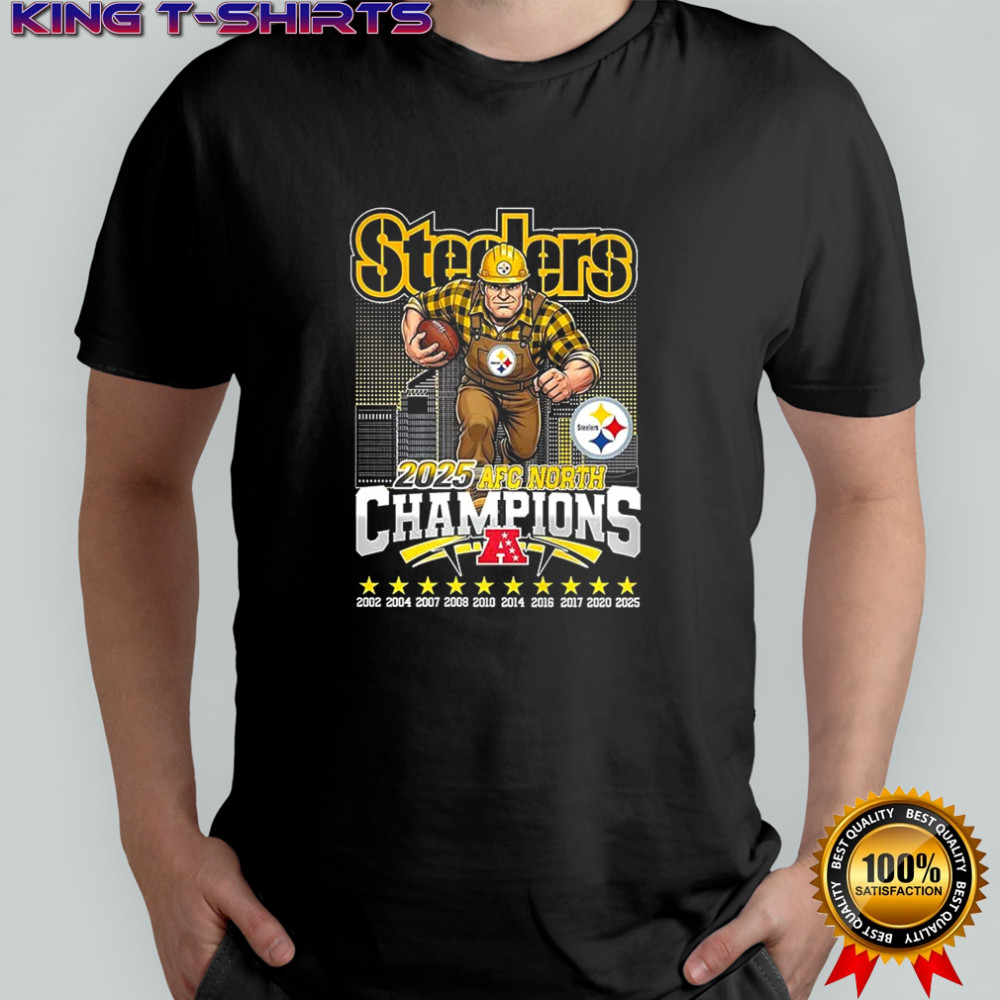 Pittsburgh Steelers NFL 2025 AFC North Champions celebrate mascot skyline shirt