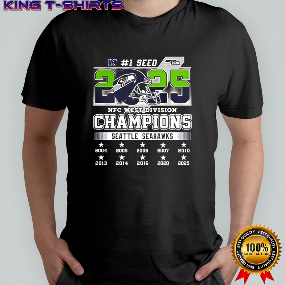 Seattle Seahawks NFC West Champions 2025 2026 seed 1 helmet logo shirt