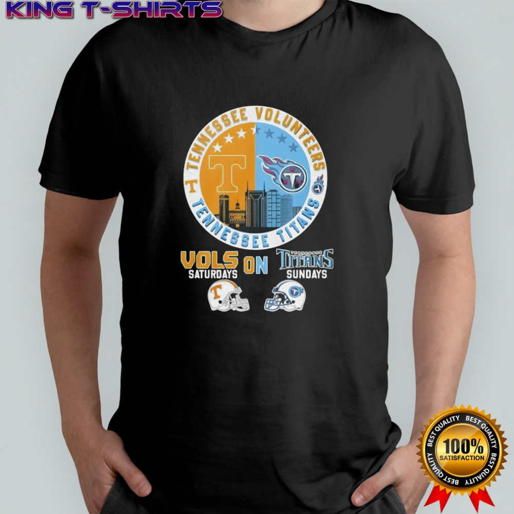 Tennessee Volunteers on Saturdays and Tennessee Titans on Sundays helmet logo mashup shirt