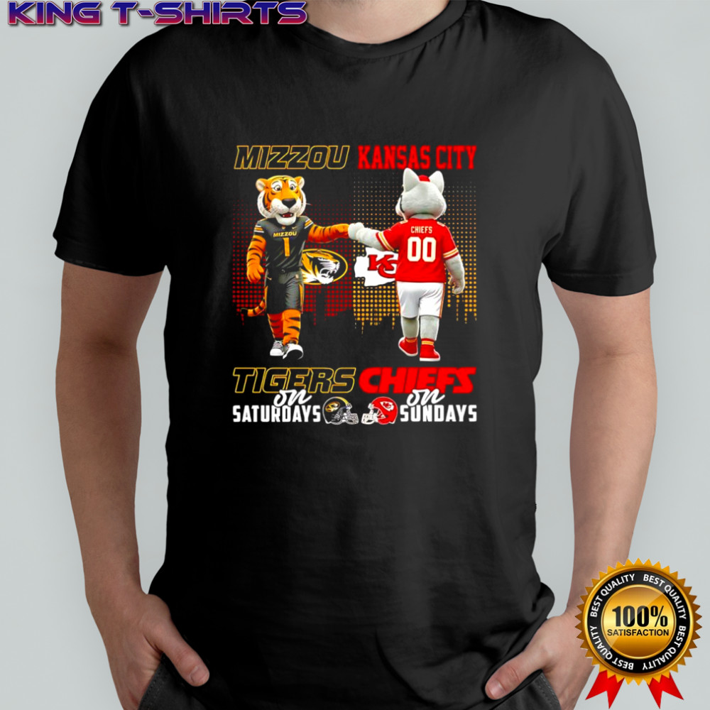 The Mizzou Tigers on Saturdays and Kansas City Chiefs on Sundays mascots logos shirt